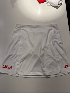 White Golf Skort with Red USA Accent